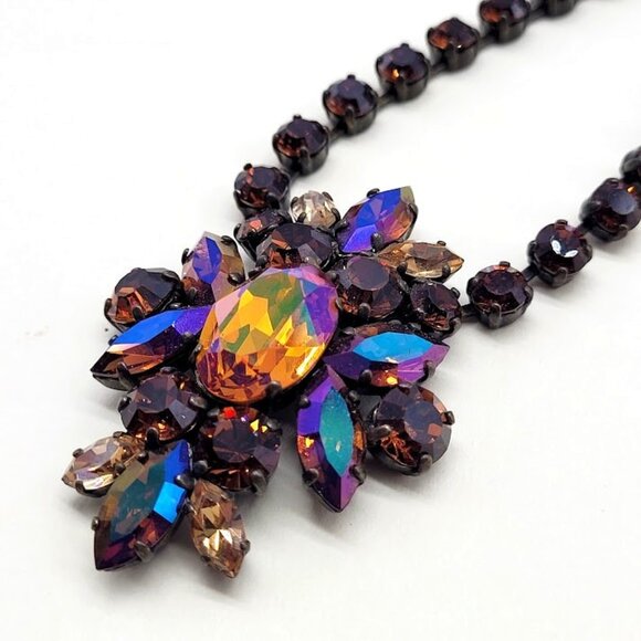 Gorgeous Isabelle De Millery Lyon France Crystal Rhinestone Statement Necklace - Picture 8 of 14